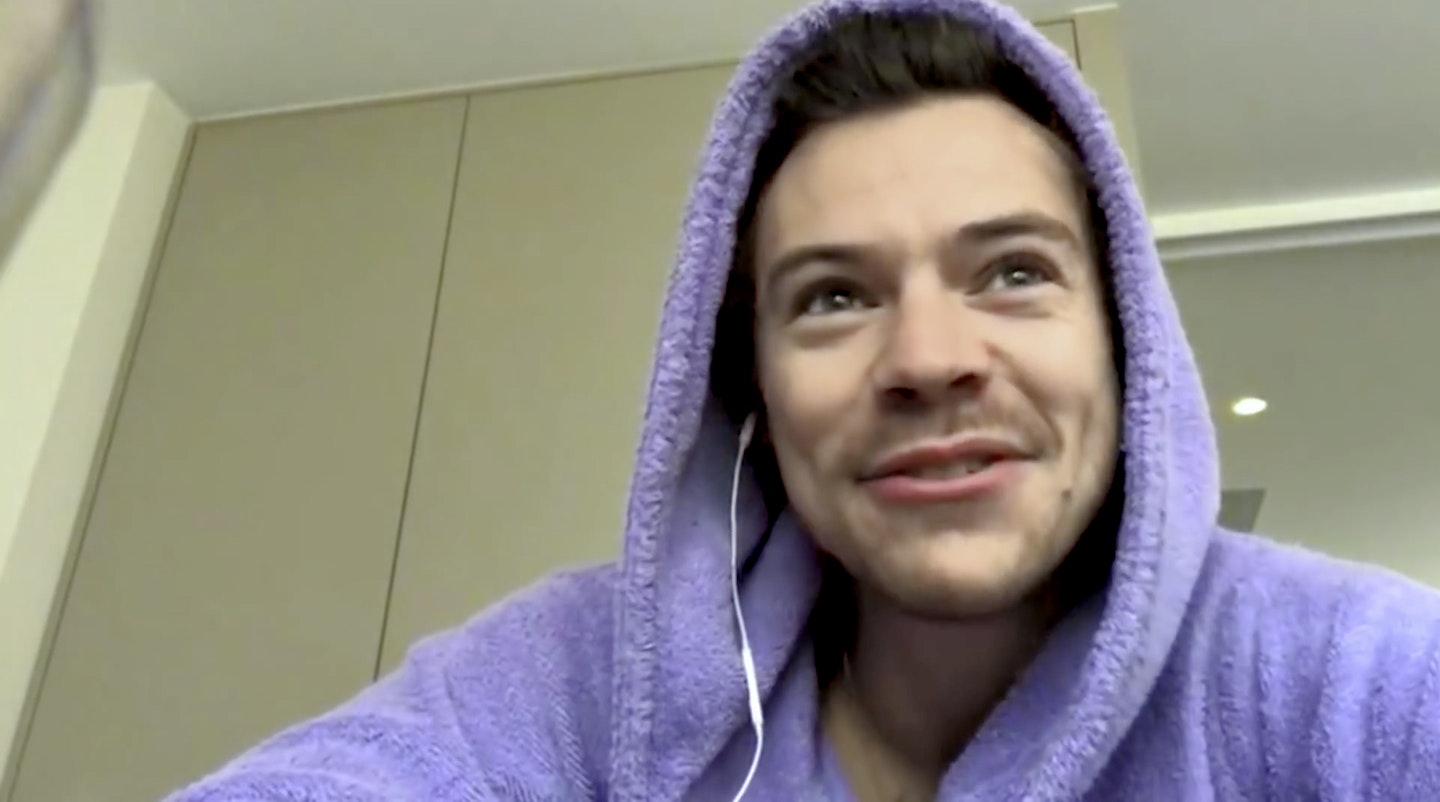 Harry Styles in a Tekla bathrobe 